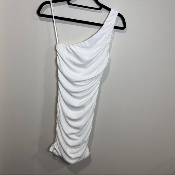 Hello Molly White Ribbed One Shoulder Bodycon Dress - Picture 4 of 7